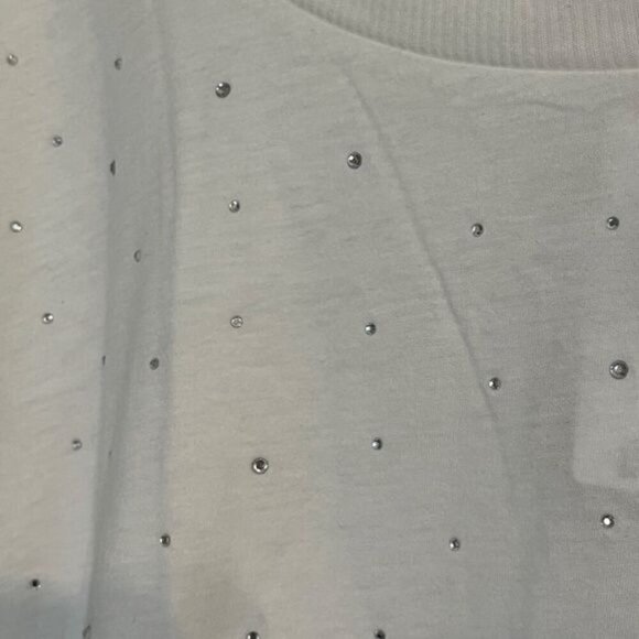 Torrid Top Women 28 White Pullover Rhinestone Neutral Retro 80s Summer Feminine - Picture 8 of 15